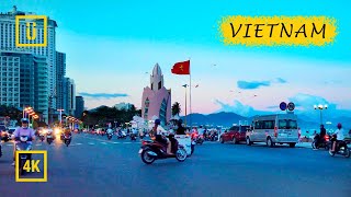 Walking in Vietnam. Nha Trang city walk on a November evening. Binaural Audio [4K walking tour] 2020
