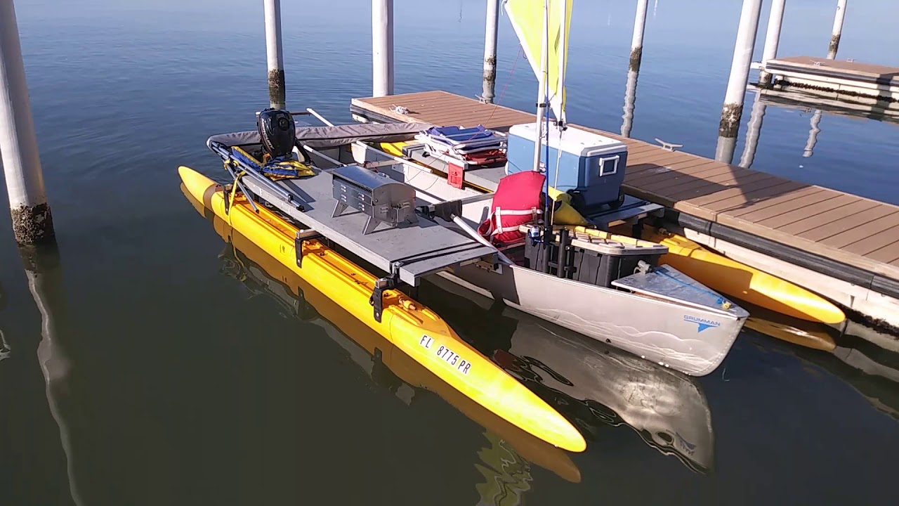 Expandacraft Outrigger Kit on a Canoe for Camping and Sailing