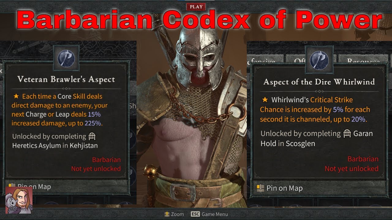 Diablo IV Beta - Barbarian Codex Of Power Entries (Legendary Affixes)