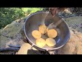 Jamaican fry dumplings with vegetable cooked on edge of a Cliff