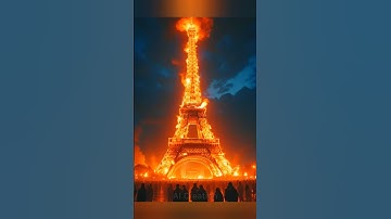 The Eiffel Tower is burning. #EiffelTower #Paris #france #aivideo