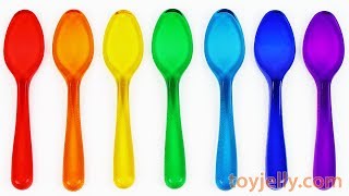 DIY Making Rainbow Gummy Jelly Spoon Pudding Recipe Mold Ice Cream Baby Finger Song Nursery Rhymes