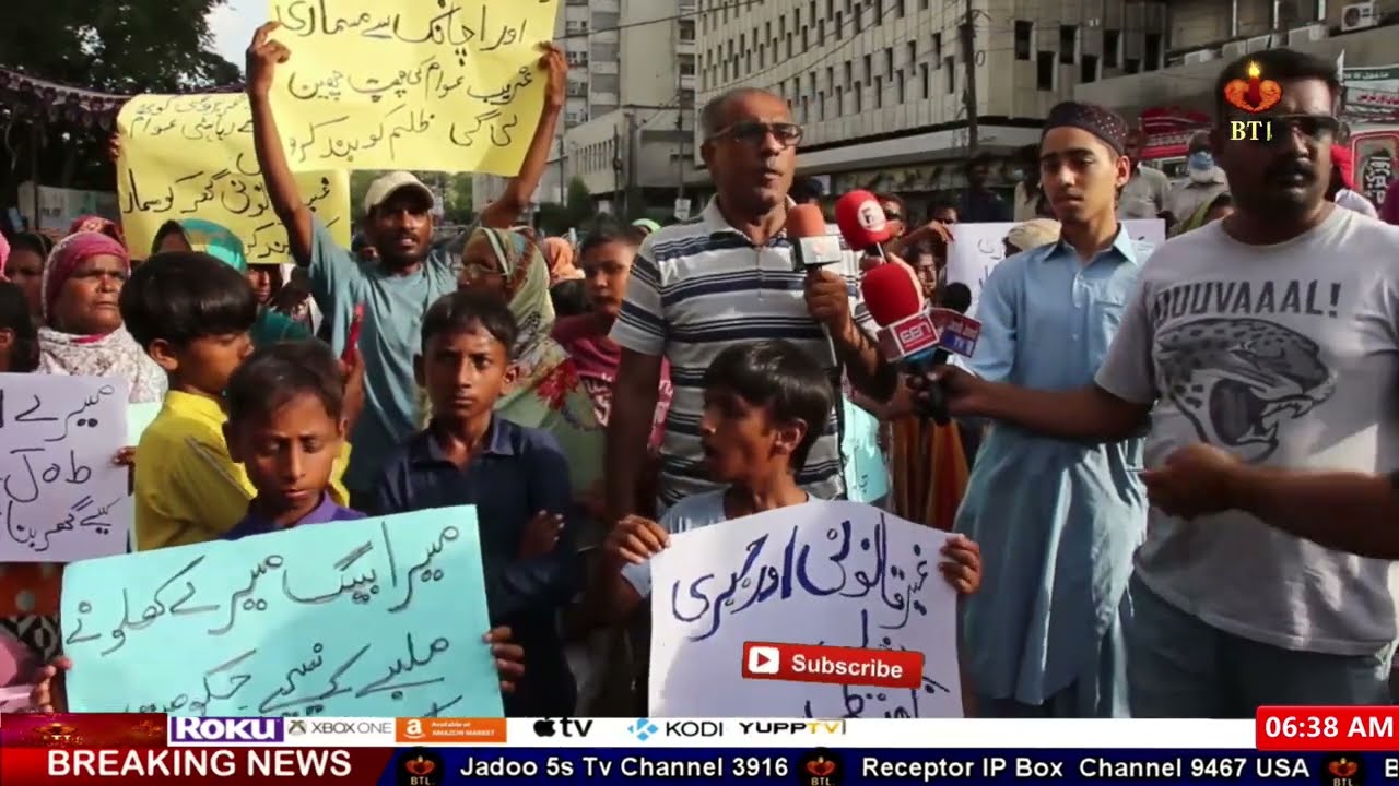 Meri Awaz Sono Residents protest against demolition drive in Karachi