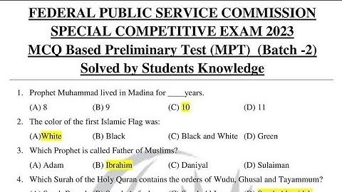 CSS Special Exam 2023 MPT Solved Batch 2