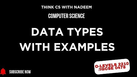 Data Types with Examples(O-level Computer Science  2210 / IGCSE Computer Science 0478)