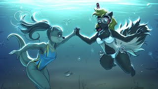 musteladies: the big blue (underwater furry art by myke_greywolf on furaffinity)