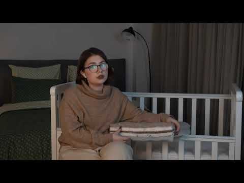 Детский матрас кокос латекс ортопедический для новорожденного, детей подростков высотой 9см Little Grey Usleep, видео 1