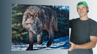 How to PAINT a Realistic Wolf in Acrylics | Painting Process