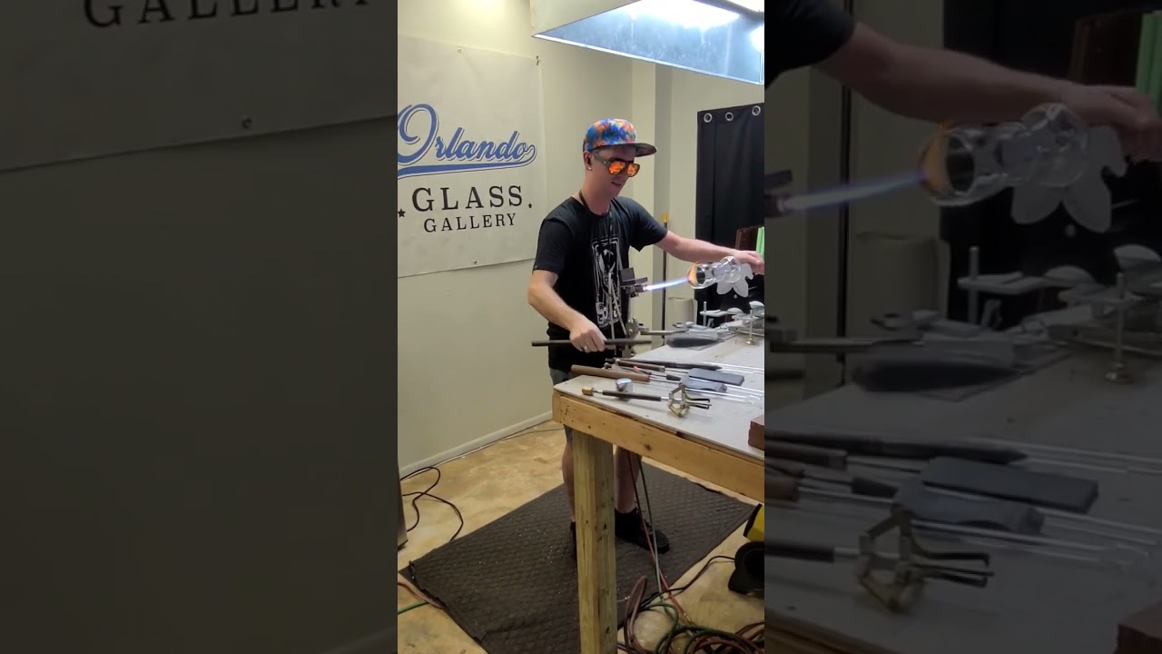 Taffy the Grey throwing down on a beautiful cup right here at Orlando Glass Gallery 