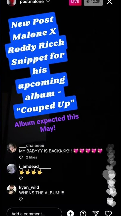 New Post Malone X Roddy Ricch Snippet - “Couped Up” #postmalone #posty #shorts #new #album #song #ad