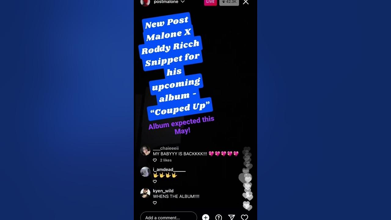 New Post Malone X Roddy Ricch Snippet - “Couped Up” #postmalone #posty #shorts #new #album #song #ad