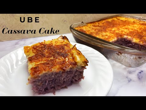 UBE CASSAVA CAKE with CREAMY CHEESY TOPPING