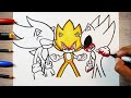 COMO DESENHAR o FLEETWAY SONIC VS SONIC.EXE/how to draw sonic.exe vs fleetway sonic #sonic #shorts