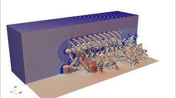 Single current turbine with support structure (OpenFOAM)