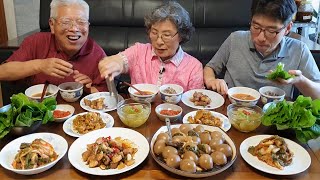 엄마 집밥이 최고~! 콩나물 찌개와 삼겹살 간장조림 (오이지 담그기, 계란 장조림) Bean Sprout Stew Mukbang / Korean Food Recipes