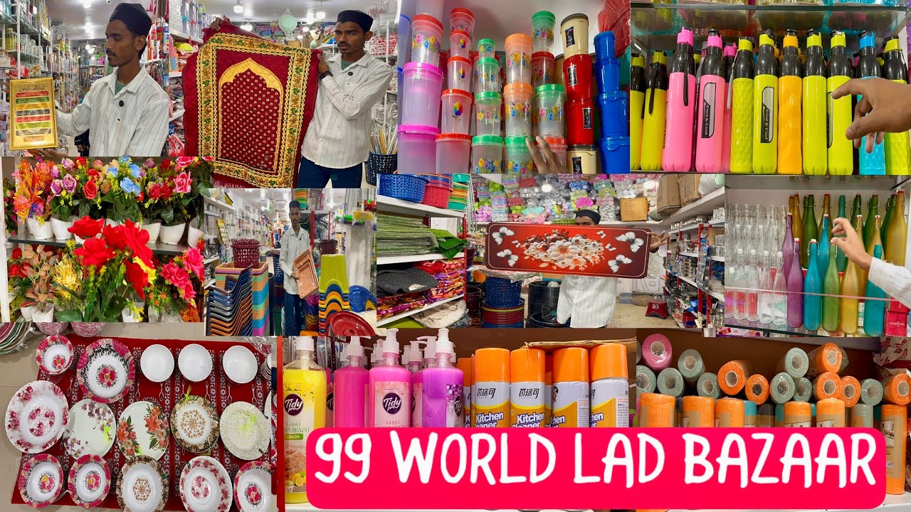 Hyderabad Famous✨99world😱laad bazaar✨RAMZAAN✨Crockery🌟T shirts ,mats,bottles 🛍️🎁#viralvideo 🔥🔥