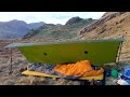 5 Ultralight Tarp setups with a 9' x 5' Silnylon Tarp Shelter & 2 Trekking Poles