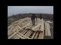 Строительство каркасного дома с фермами на крыше. Таймлапс.