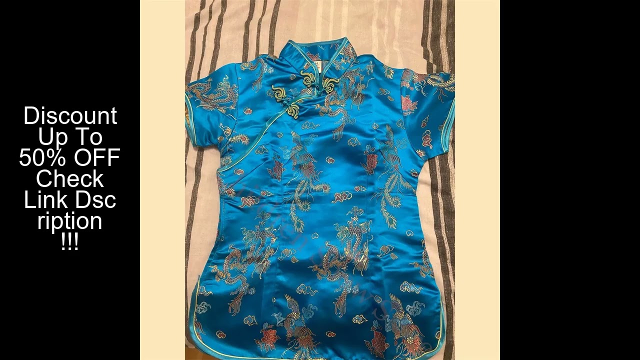 Lake Blue Tang Clothes Lady Slim Qipao Tops Vintage Mandarin Collar Shirt Chinese Style Costume Over