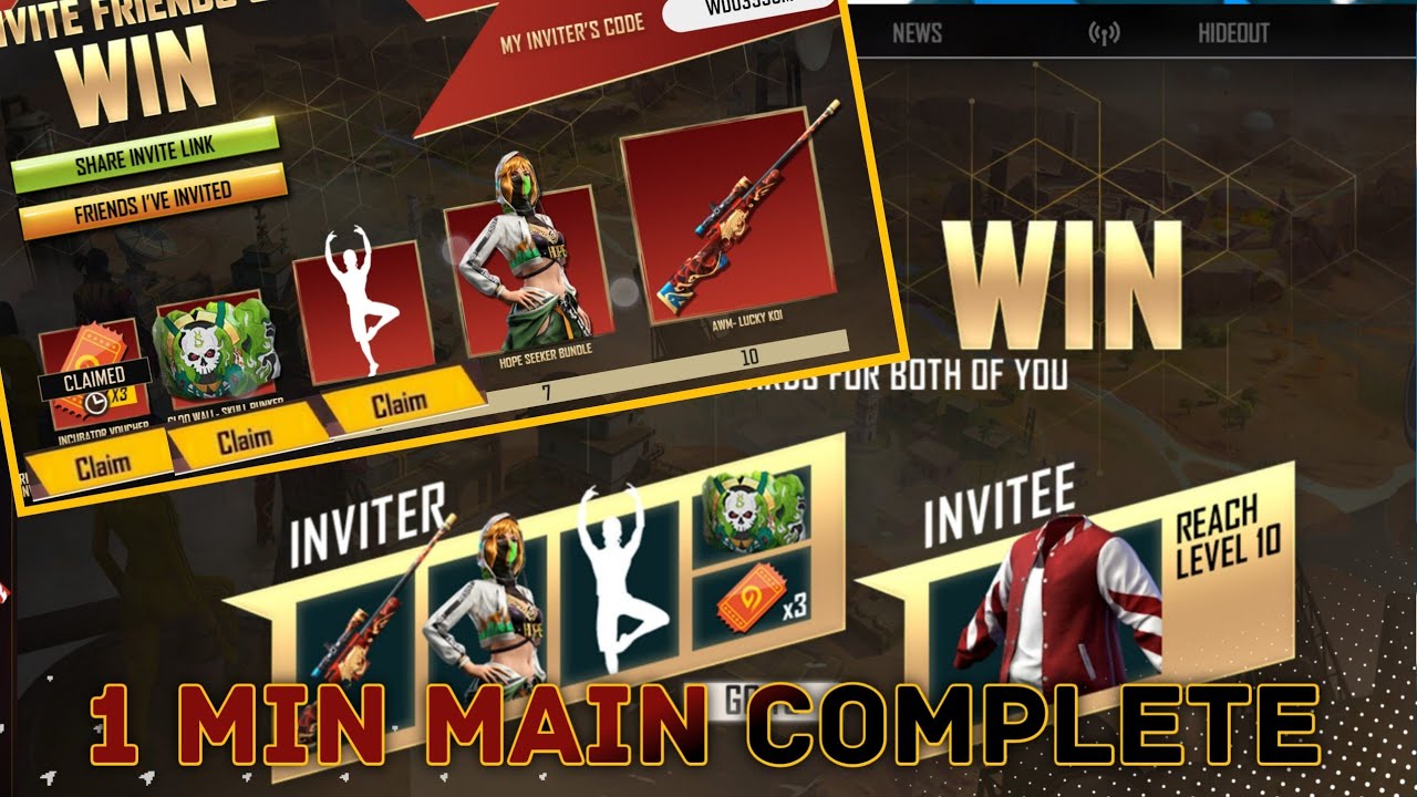INVITE FRIENDS & WIN EVENT FREE FIRE | HOW TO COMPLETE INVITE FRIENDS & WIN EVENT | GARENA FREE FIRE