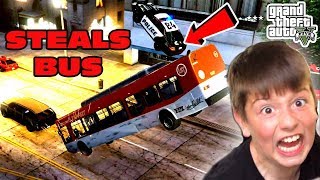 GTA 5 Bus V Police Chase- Kid Temper Tantrum Steals a Bus!