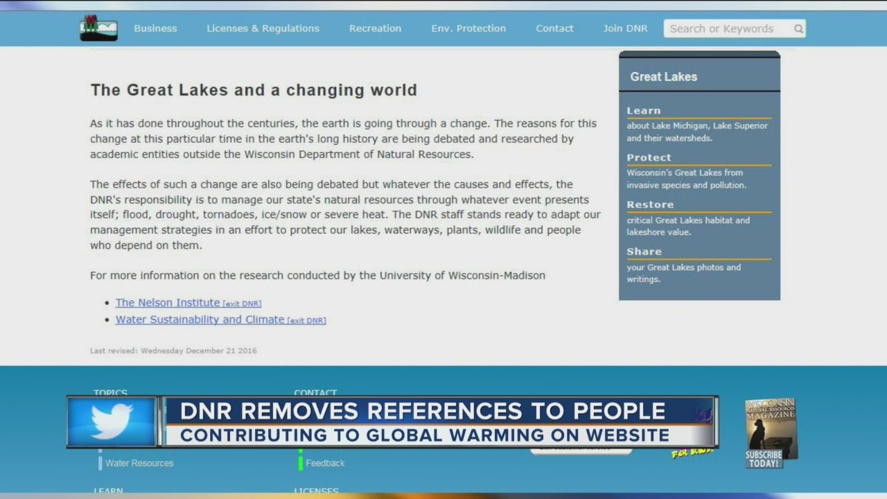 DNR removes wording saying humans cause climate change