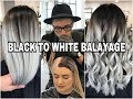 WHITE Hair WEIßBLONDE Haare mit Schwarzem Ansatz - Balayage BLACK to WHITE