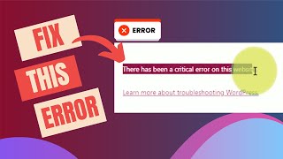 How To Fix "Critical Error In Wordpress Website" | Fix Wordpress Error