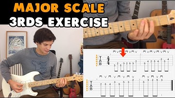 Major Scale in Ascending 3rds - Alternate Picking Guitar Exercise