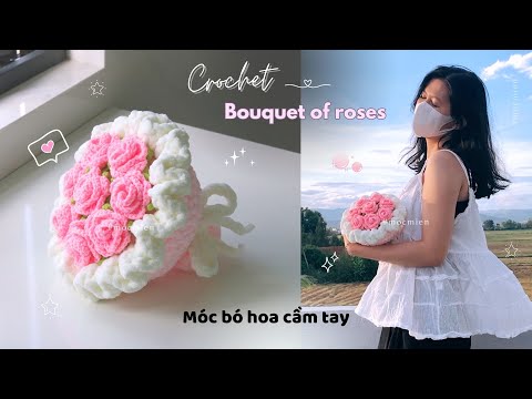 [Eng sub] 💐 How to crochet a bouquet of roses 🌹 Instructions on how to crochet a bouquet of roses...