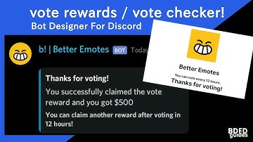 [Read Desc] Vote rewards / Vote Checker command | Bot Designer For Discord