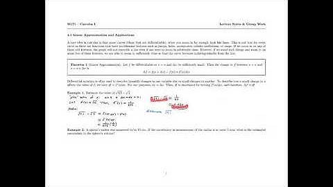 4.1 Linear Approximation & Applications - Example 1