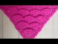طريقة عمل شال كروشيه مثلث بغرزة المروحه(الطاووس) شرح مفصل للمبتدئين crochet shawl
