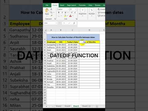 Excel Date Magic: Calculate Months like a Pro with DATEDIF! 📅 | Quick Shorts Tutorial #excel
