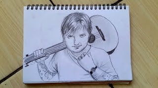 How to draw Boy holding guitar Ed sheeran step by step | menggambar wajah