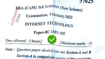 Mdu BBA CAM 3rd Sem IT Question Paper 2022