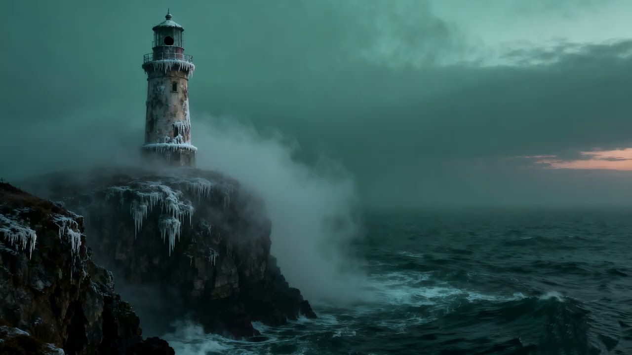 432Hz Orchestral Ambient & Ocean Drift | Frozen Lighthouse on the Edge of Storm
