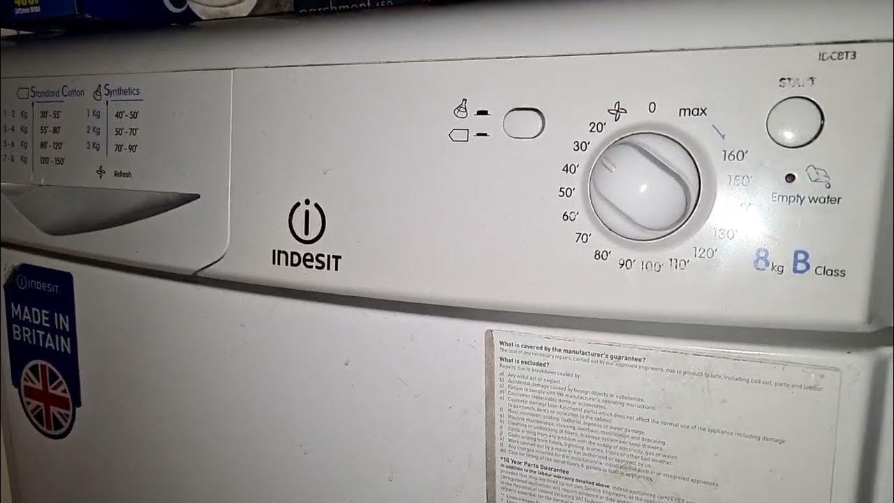Indesit IDC8T3 8KG Condenser Tumble Dryer Full Cycle Part 3 YouTube