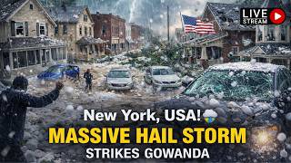 New York, USA!  Massive Hail Storm Hits Gowanda — 1.5-Inch Ice & 60 mph Winds in 15 Minutes