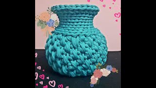 ديكور كروشيه فازة جميلة وسهلة جدا How to crochet vase very easy