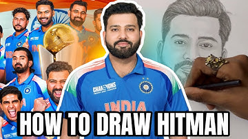 Rohit Sharma Easy Step-by-Step Pencil Drawing Tutorial for Beginners 🏏🇮🇳✍🏽