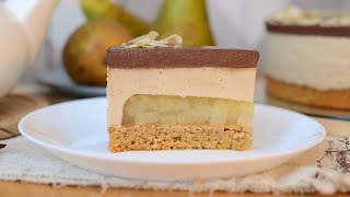 Caramel pear mousse cake 🍐 Dairy-free, Gluten-free, Refined sugar free, Paleo