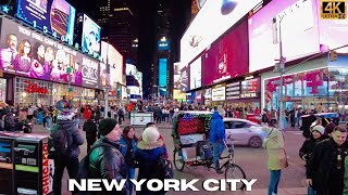 Walking Times Square NYC on New Years Day 4K