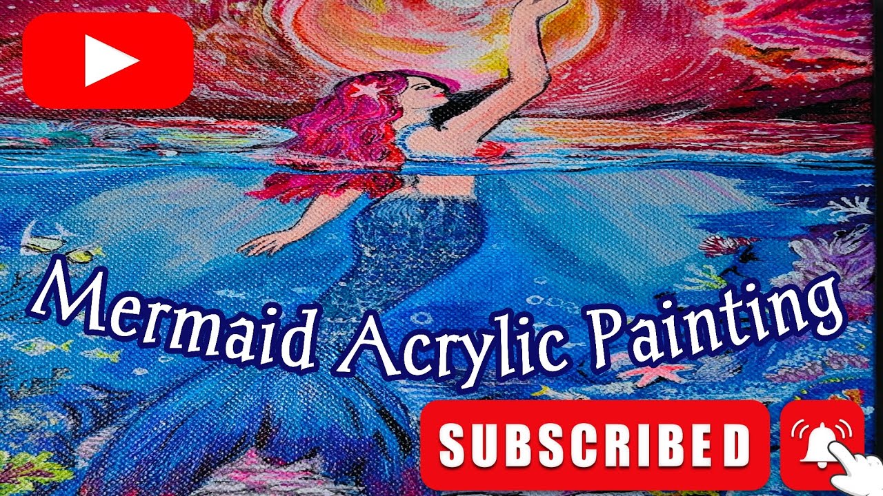 Mermaid Acrylic Painting On Canvas Tutorial YouTube