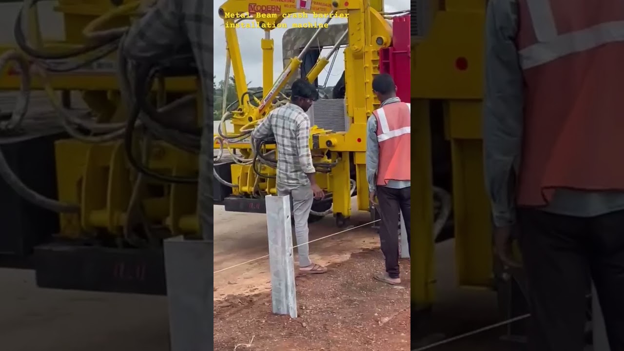 Metal Beam crash barrier installation machine
