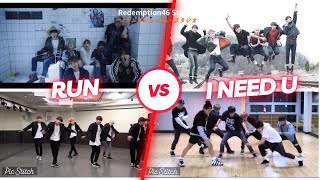 Choreo Battle - Bts 방탄소년단 Run Vs Bts 방탄소년단 I Need U & Try Treats