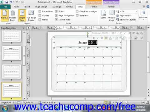 Publisher 2010 Tutorial The Mini Toolbar Microsoft Training Lesson 1.10