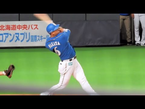 ＜2018.4.22ソフトバンク戦5回裏1アウト1、2塁＞誕生日の中田翔がスタンド中段に飛び込む３ランホームランを放つ！！！