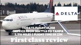 Full Review Delta Air Lines Domestic First Class 737-800 DL 358 Seattle to Tampa