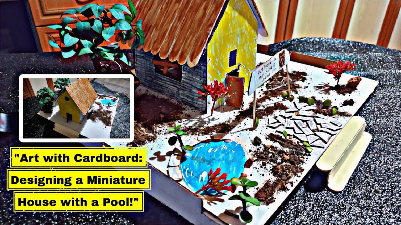 Cardboard Mini House with Pool! 🎨🏠 